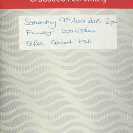 Griffith Graduation Program, Brisbane 9 April 2005 2.00pm [PDF]