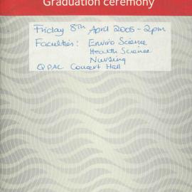Griffith Graduation Program, Brisbane 8 April 2005 2.00pm [PDF]